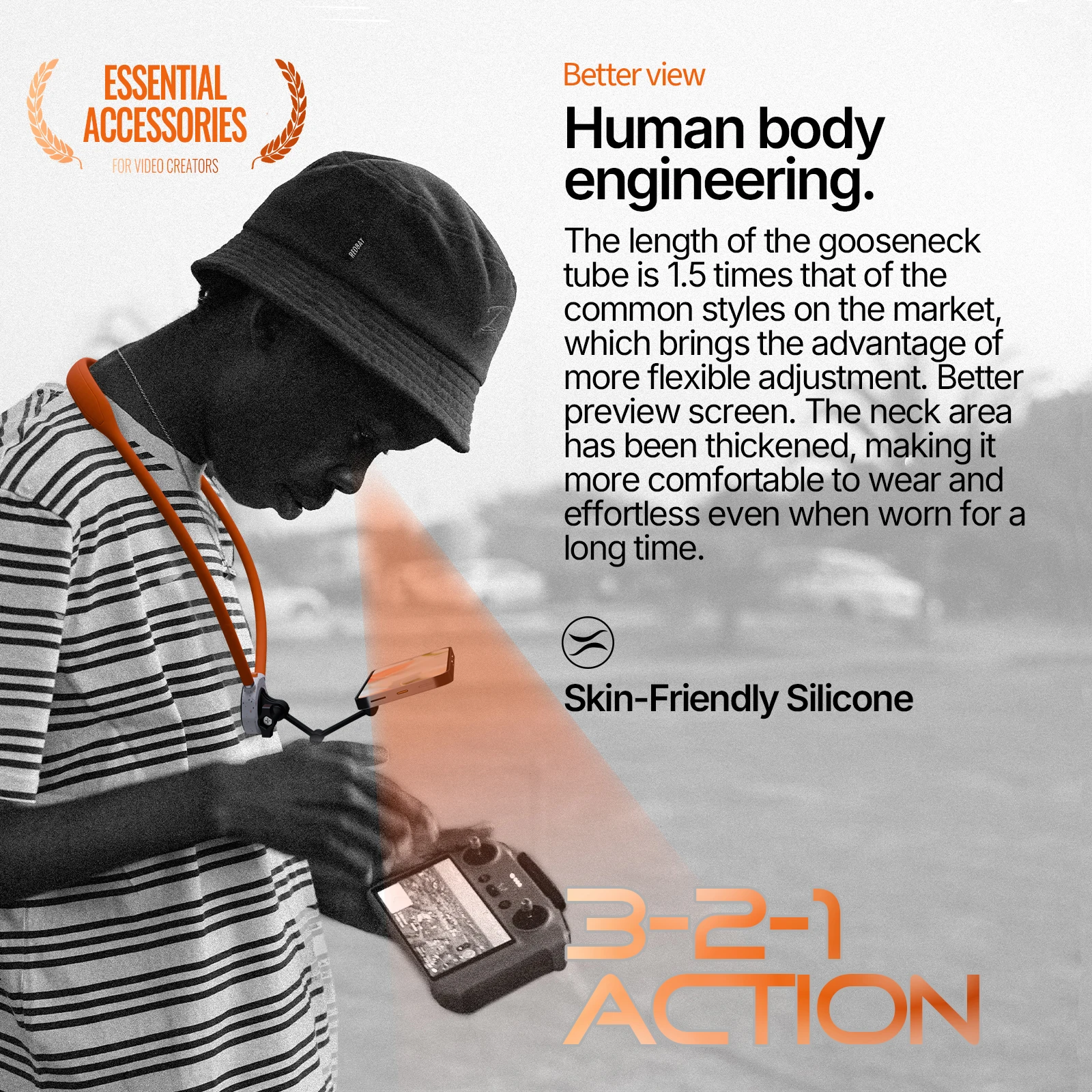 Магнитный держатель телефона на шею 4-в-1, совместимый с Android, iPhone, GoPro, DJI, подходит для приготовления пищи/велосипеды/на открытом воздухе