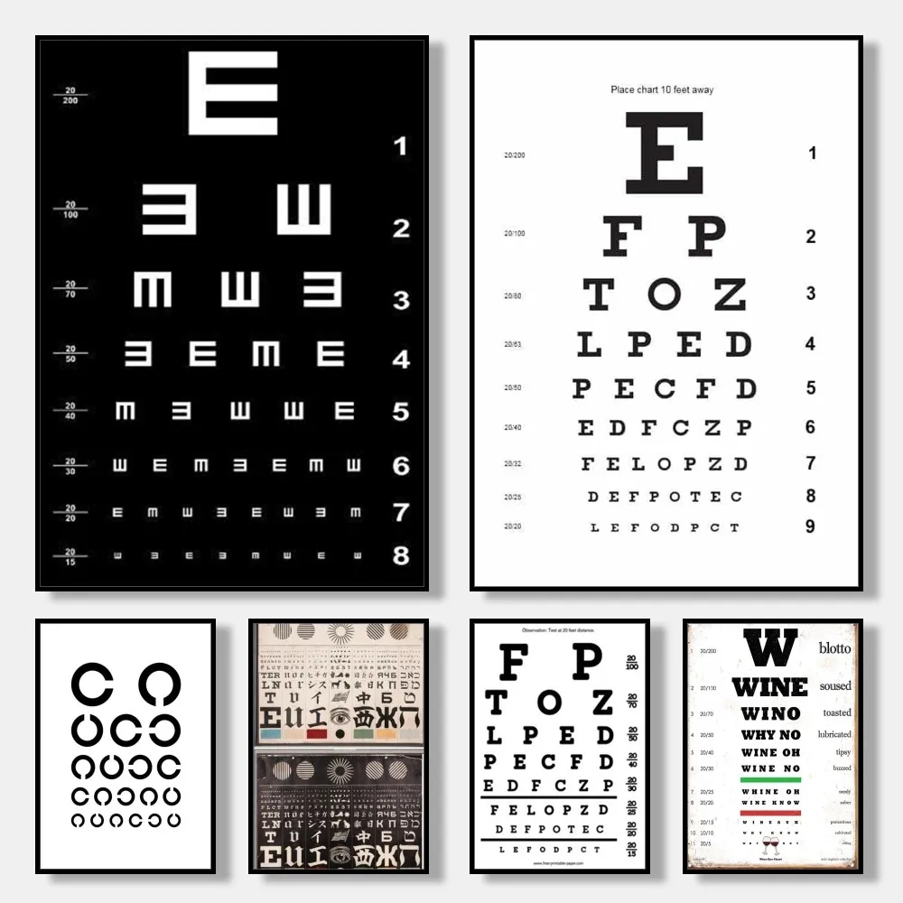 eye chart Poster Wall Art Print Poster Decorative Mural Modern Home Decor Birthday Gift Unframed Canvas Garage Room