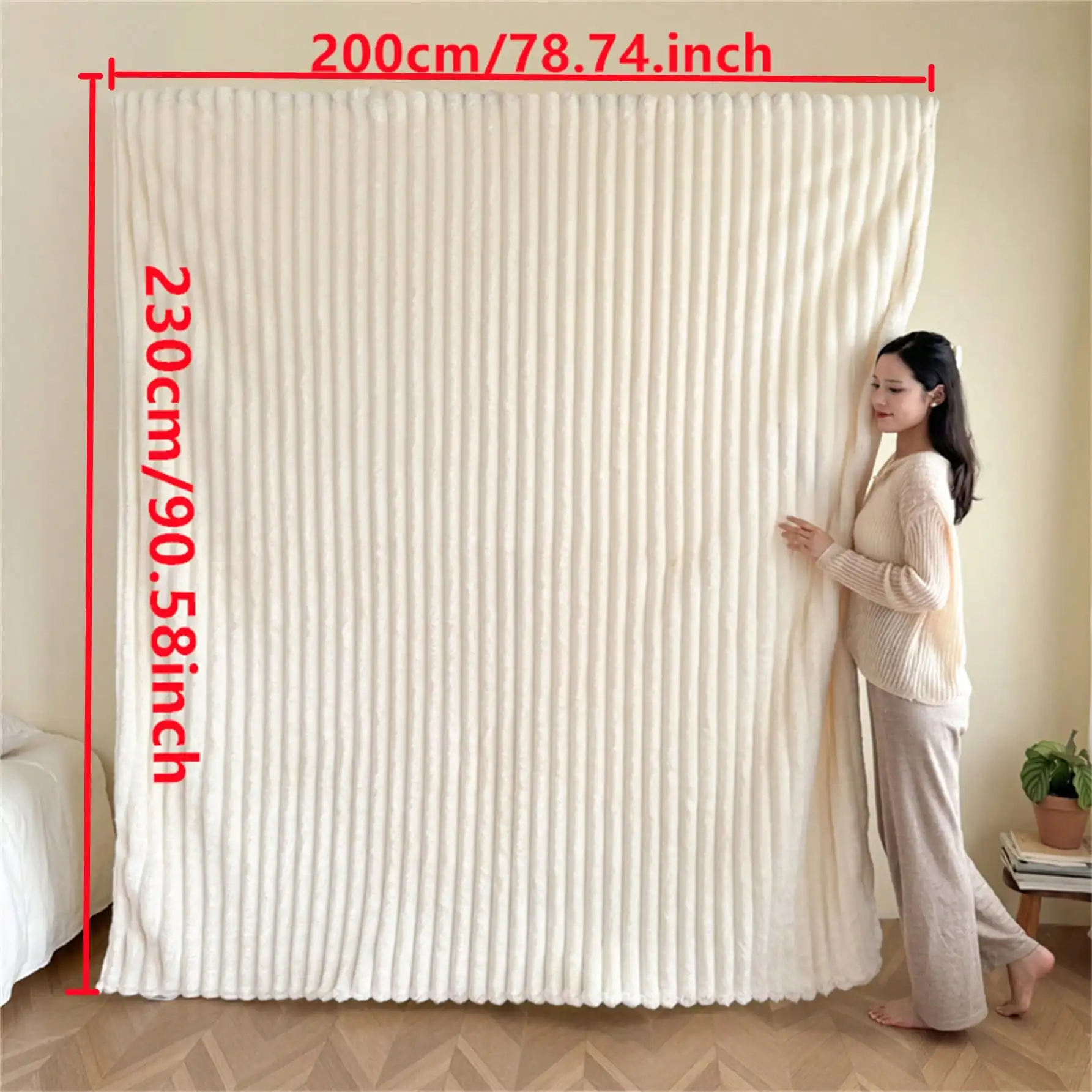 Solid-color striped soft, warm-toned fleece blanket