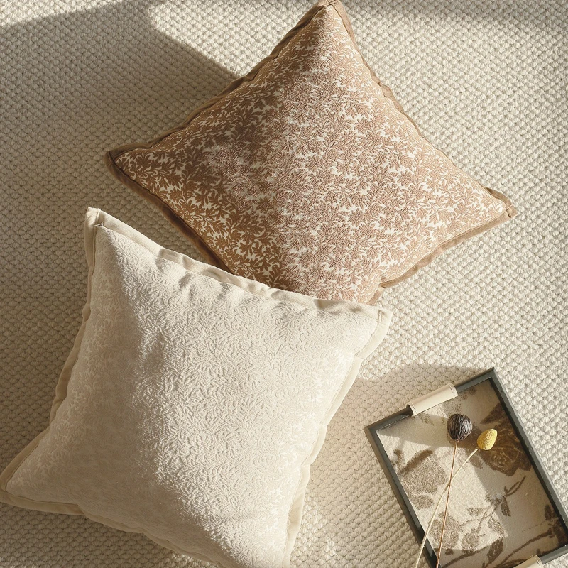 Nordic Jacquard Yarn-dyed Cushion Cover 3D Floral Luxury Chenille Pillow Cover Flannel Pressing Edge Home Decor Pillowcase