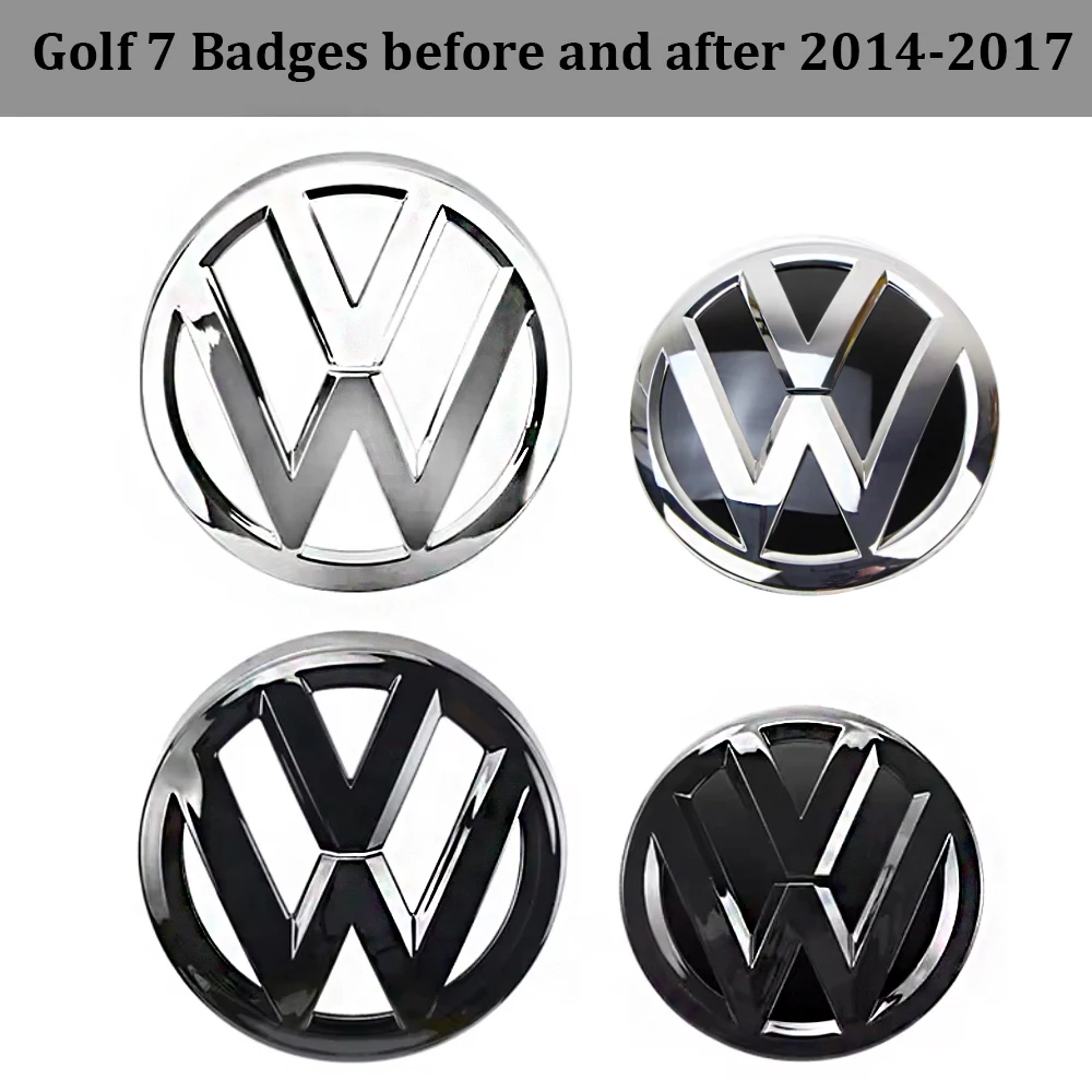 Volkswagen Front Grille Emblem 137MM car Rear Trunk Lid Badge 115MM Black Auto logo For VW Golf 7 mk7 2014-2017 accessories