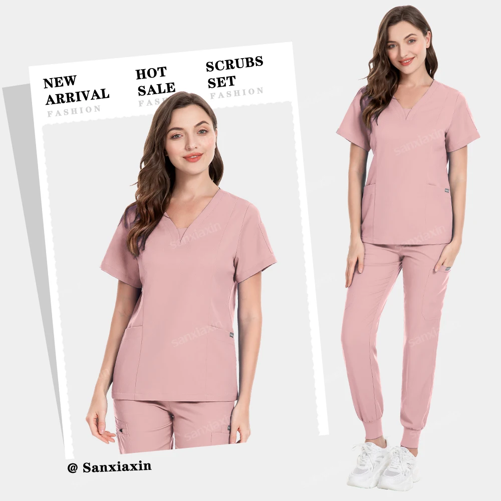 Blackish Green Medical Uniforms Women High-end Nursing Clothes Nurse Scrubs Set Doctor Dentist Beauty Workwear Clinical Top Pant