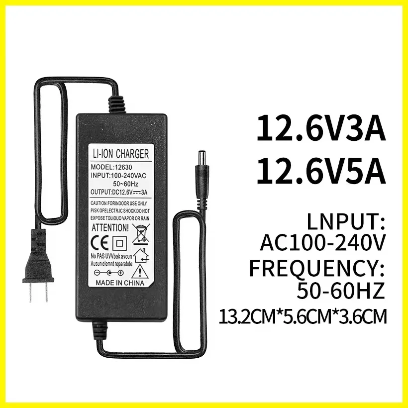 

1PCS DC100-240V 12.6V3A 12.6V5A power adapter Charger with Constant Current and with Rotating Lamp Charger US plug