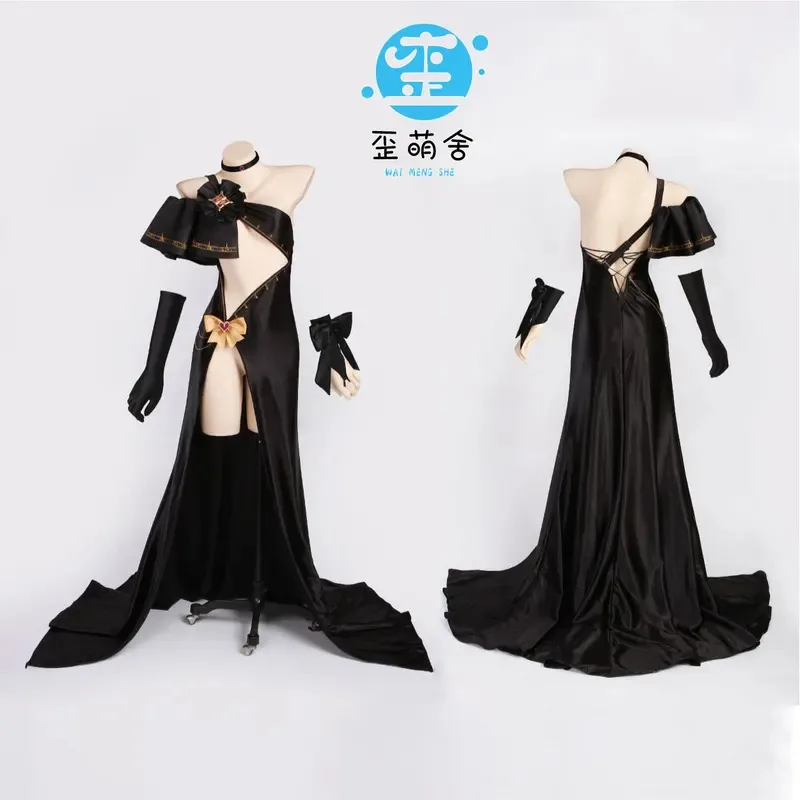 DY20Blue アーカイブ 姉妹月リオ コスプレ衣装 月リオ イブニングドレス ハロウィンコスチューム 黒 赤 ロングドレス25