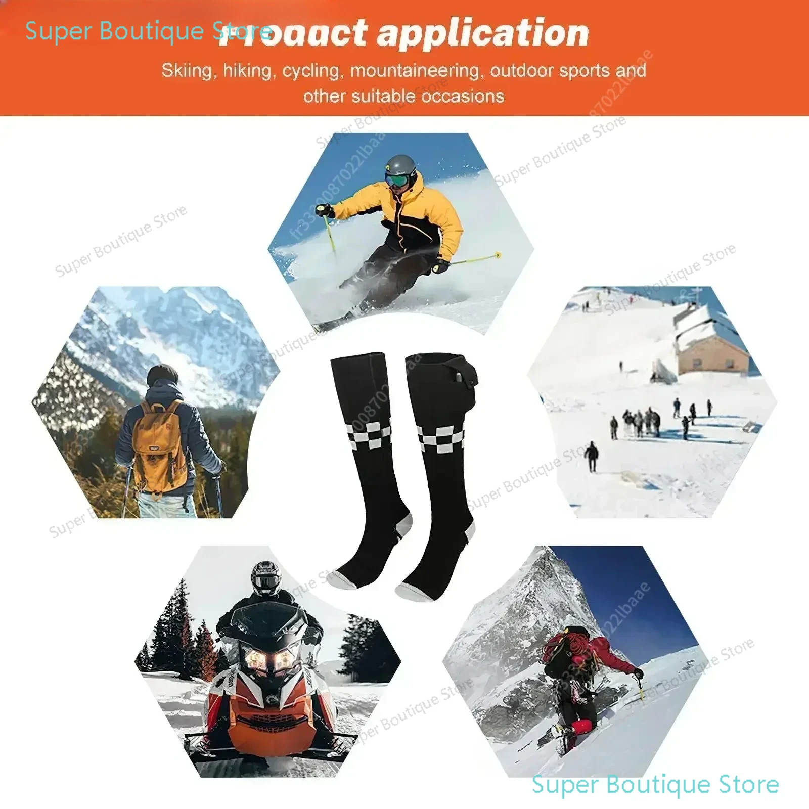 ساخنة الجوارب APP التحكم عن بعد 6000/5000mAh بطارية قابلة للشحن الشتاء الحرارية التدفئة الكهربائية جوارب سميكة 3 التروس #3