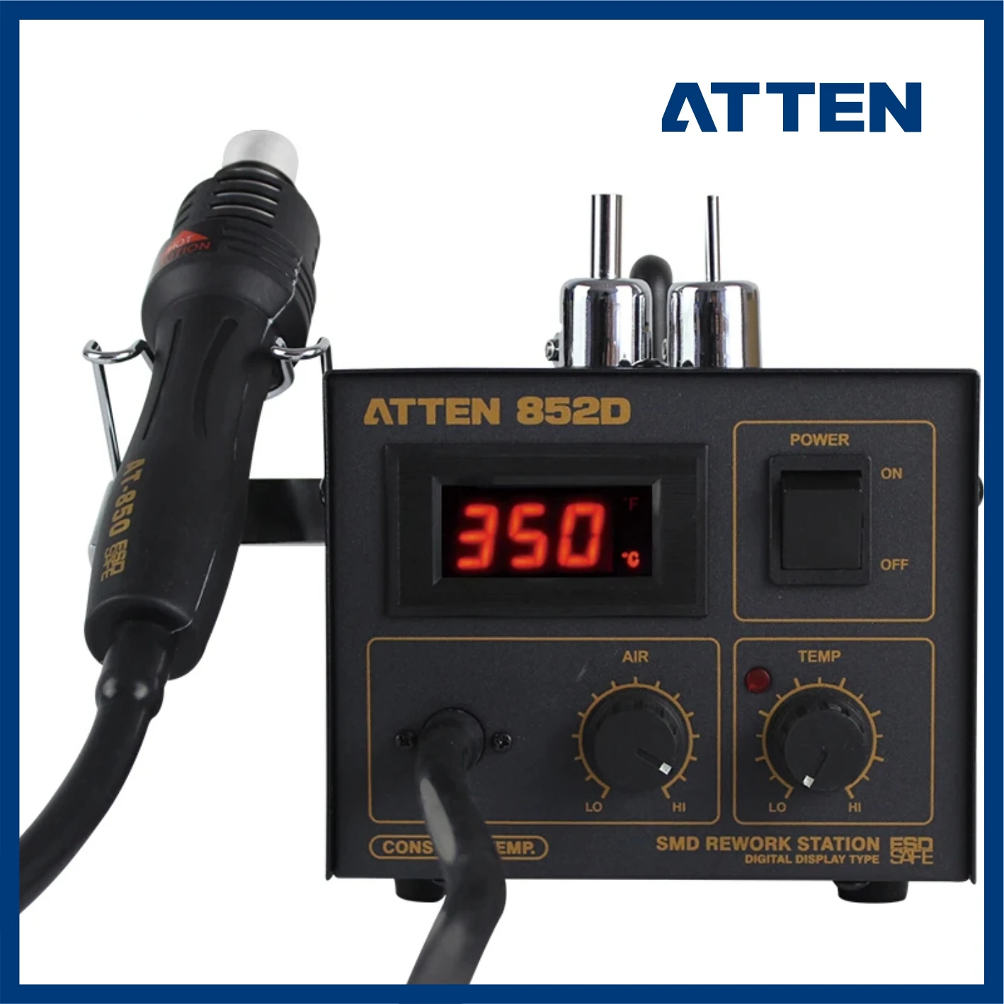 

ATTEN AT852D 550W 220V Hot Air Rework Station Thermoregul LED Heat Gun Blow Dryer for BGA IC Desoldering Tool