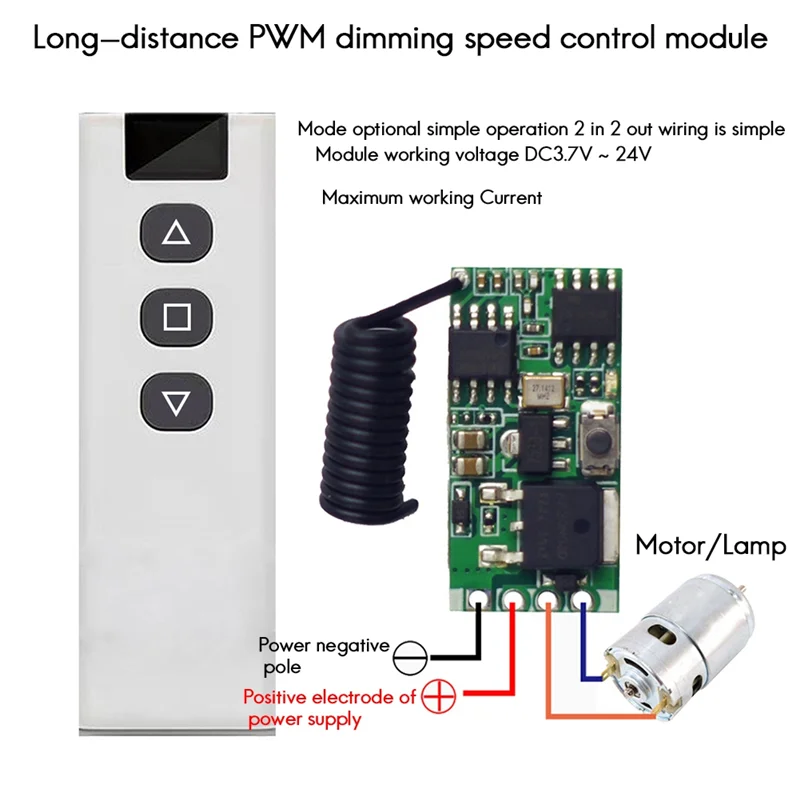 1 Pcs Wireless Controller DC Motor Speed Regulator 3.7-24V High Power Drive Module F