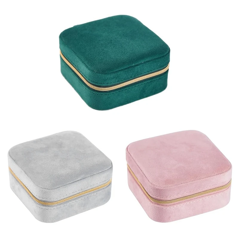 Plush Velvet Travel Jewelry Storage Box Earrings&Rings Travel Jewelry Case Organizer Jewelry Travel Organizer Box Green Durable