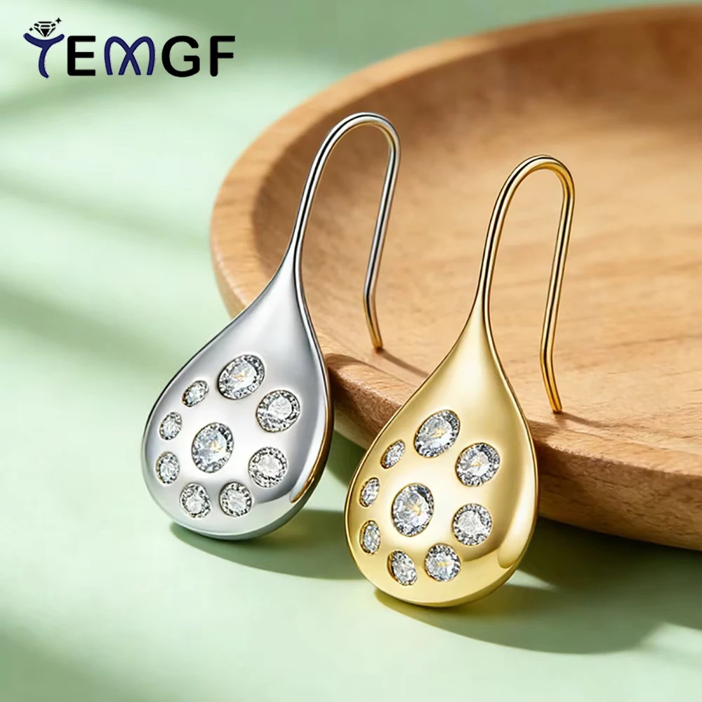 

TEMGF Full Moissanite Dangle Earrings for Women S925 Silver Hook Ear Studs Engagement Wedding Birthday Patry Fine Jewelry