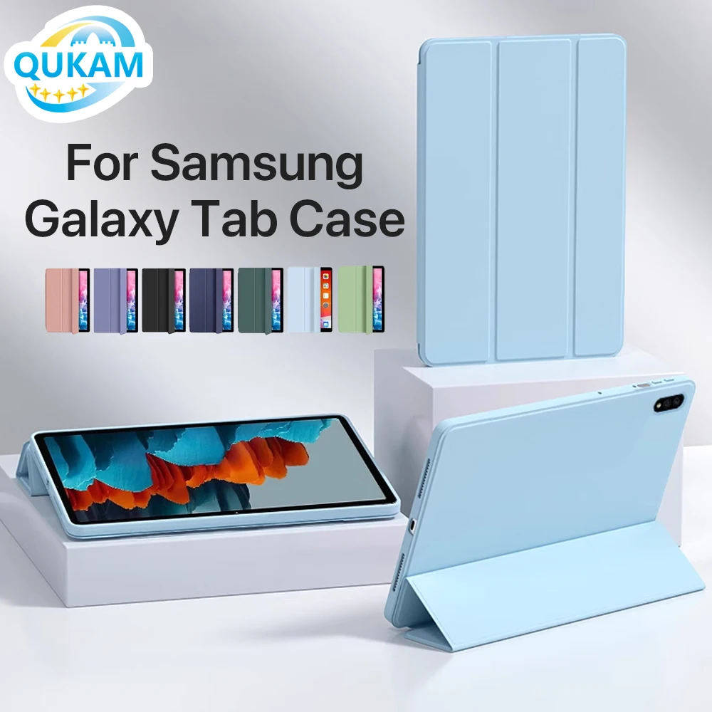 

Case For Samsung Galaxy Tab S6 S7 S8 S9 Tablet Case A7 A8 A9 A9Plus Flip Stand Magnetic Soft TPU Back For 12.4inS7+ S8+ S9+ S7FE