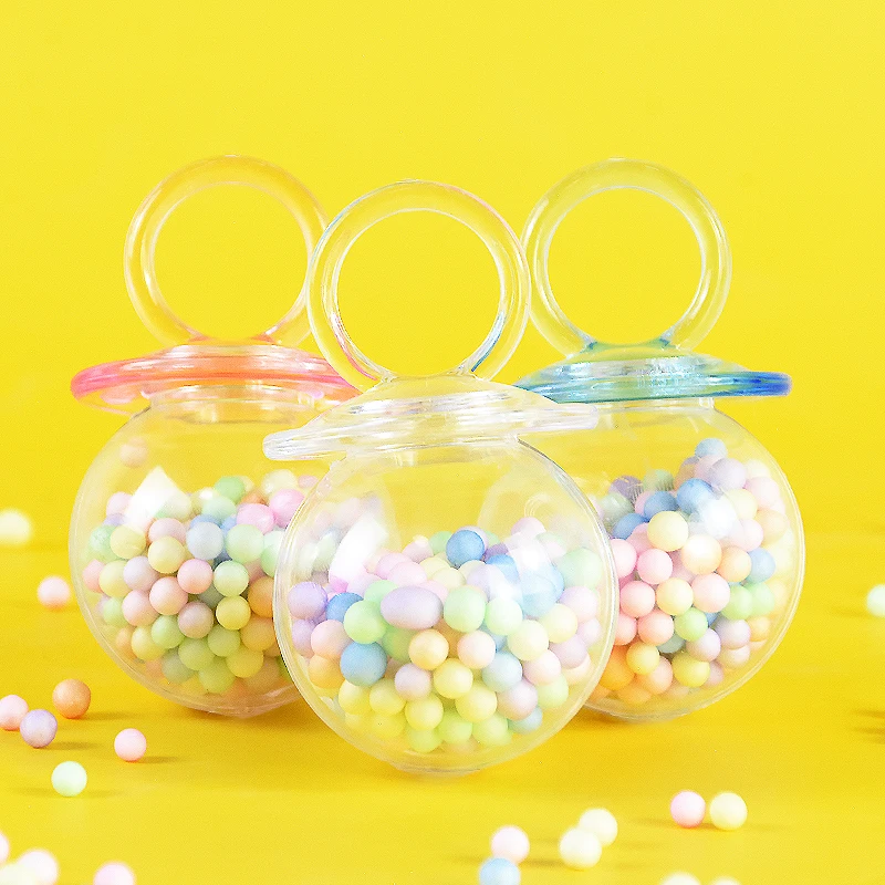 6/12pcs Transparent Pacifier Shape Candy Boxes Plastic Clear Sugars Containers Baby Shower Birthday Wedding Event Party Supplies