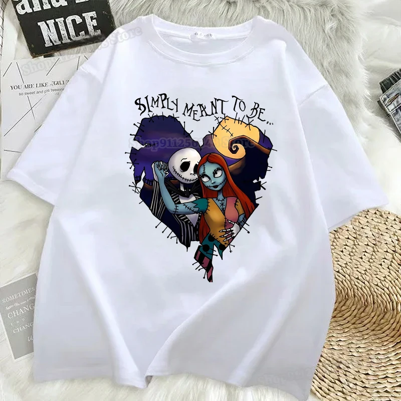 The Nightmare Before Christmas T-Shirts Graphic Print TShirt Women Jack Skellignton Vintage Clothes Adult Men Clothing Tees Tops