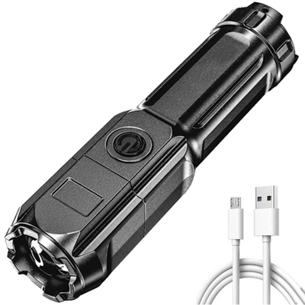 

Мощный светодиодный фонарик, портативный фонарь, перезаряжаемый через USB, водонепроницаемый прожектор, аксессуары для кемпинга на открытом воздухе