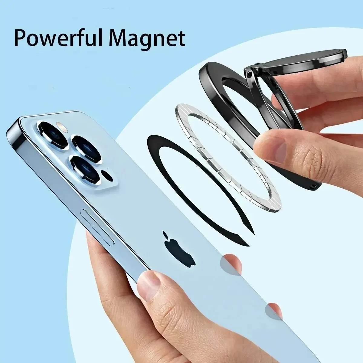 Magnetic Mobile Phone Bracket Ring Car Adjustable For IPhone Series Zinc Alloy Material Ultra Thin Desktop Rotation Portable