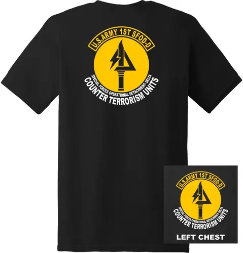 Imagen 2 del producto Camiseta de la 1a Fuerzas Especiales del Ejército de EE. UU., camiseta de separación operativa, 100% algodón, cuello redondo, camiseta informal de manga corta de verano para hombre