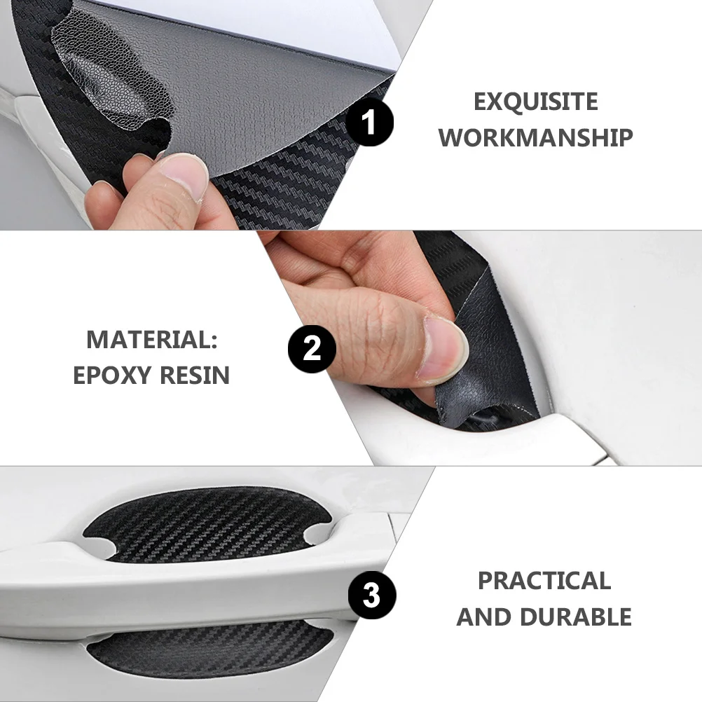 

8 шт., наклейка на дверную ручку автомобиля, защитная пленка, устойчивая к царапинам, наклейка из эпоксидной смолы, самоклеящийся щиток для ручки автомобиля