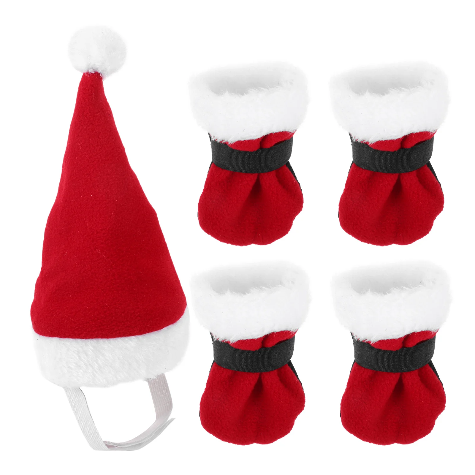 

1Set Christmas Pet Santa Clause Hat Socks Red Trim White Edge Small Pet Xmas Costume Party Supplies Cosplay Set