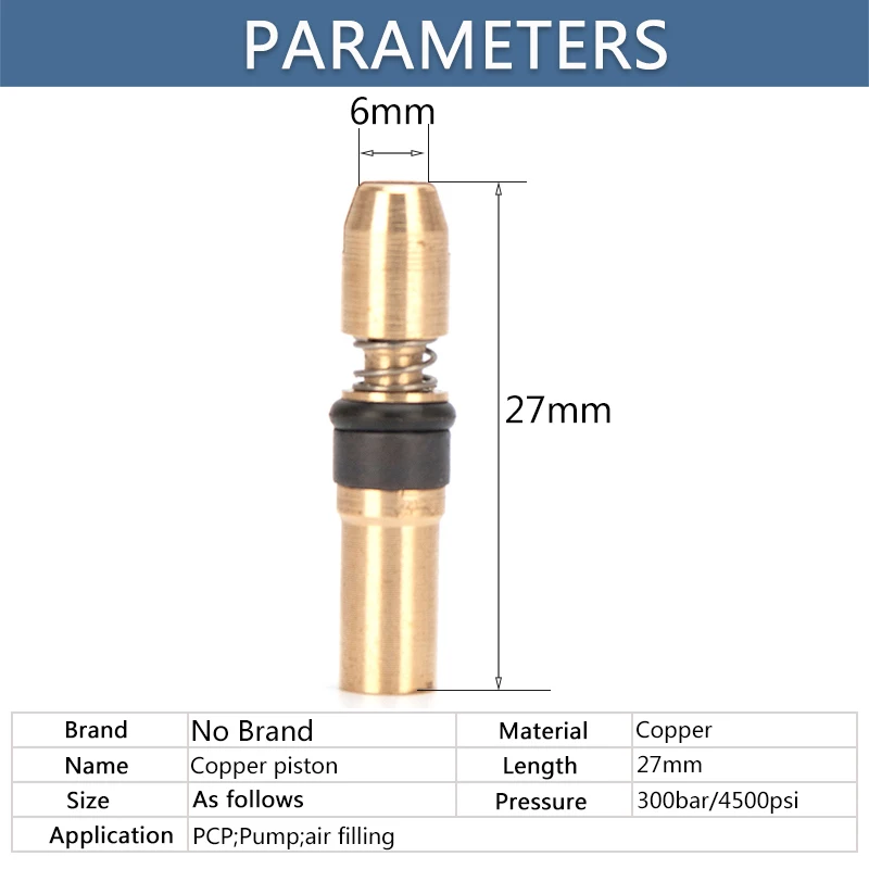 2pcs Copper Piston 30Mpa 300bar 4500psi High Pressure Pump Spare Kit Third Stage Replacement Kit Air Pumps Parts & Accessories