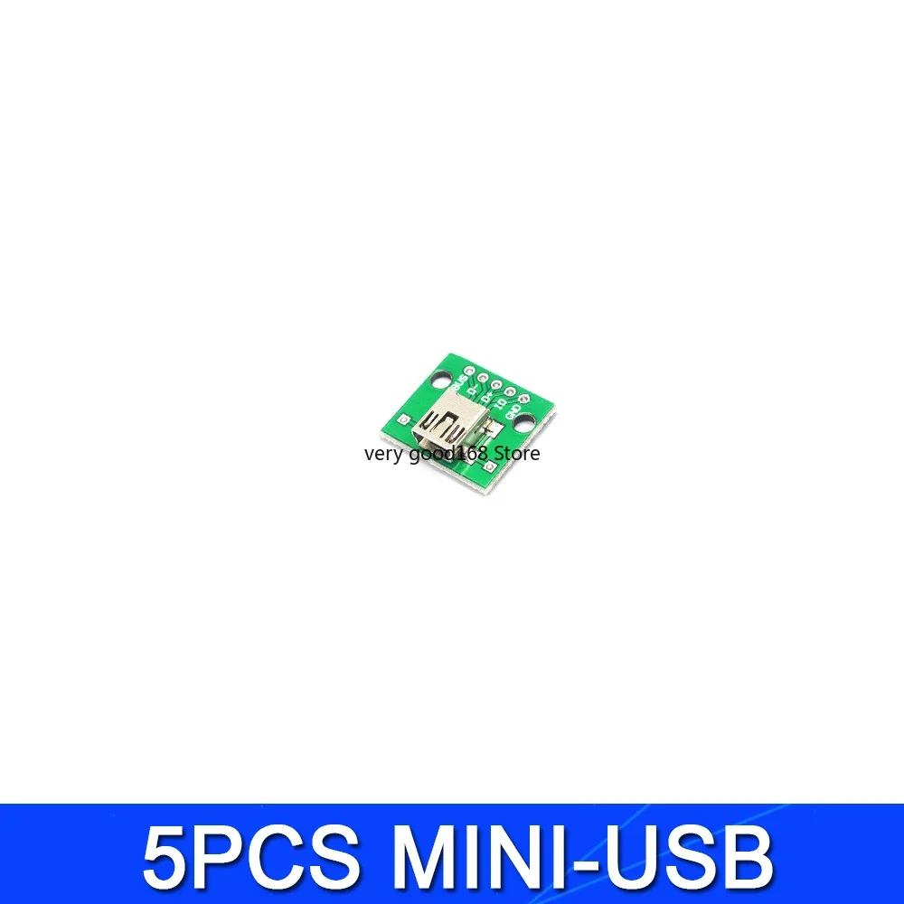 2/5PCS USB Male Connector /MINI MICRO USB to DIP Adapter Board 2.54MM  Female Connector B Type-C USB2.0 3.0 Female PCB Converter