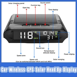 HUD Wireless Head Up Display GPS Speedometer Solar Car Time Altitude Temperature Speed Alarm Speed Projector on-board Computer