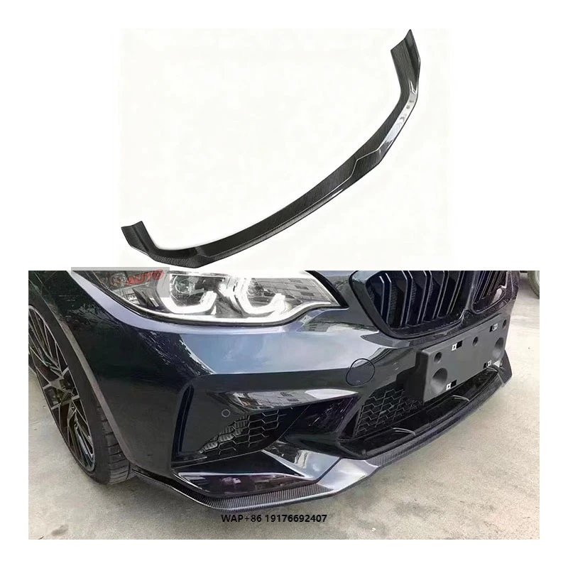

New for M2 F87 CS Carbon Fiber Front Lip Bumper with Exhaust Cut-Outs-Bolt-On Retrofit Upgrade (Universal Fitment)