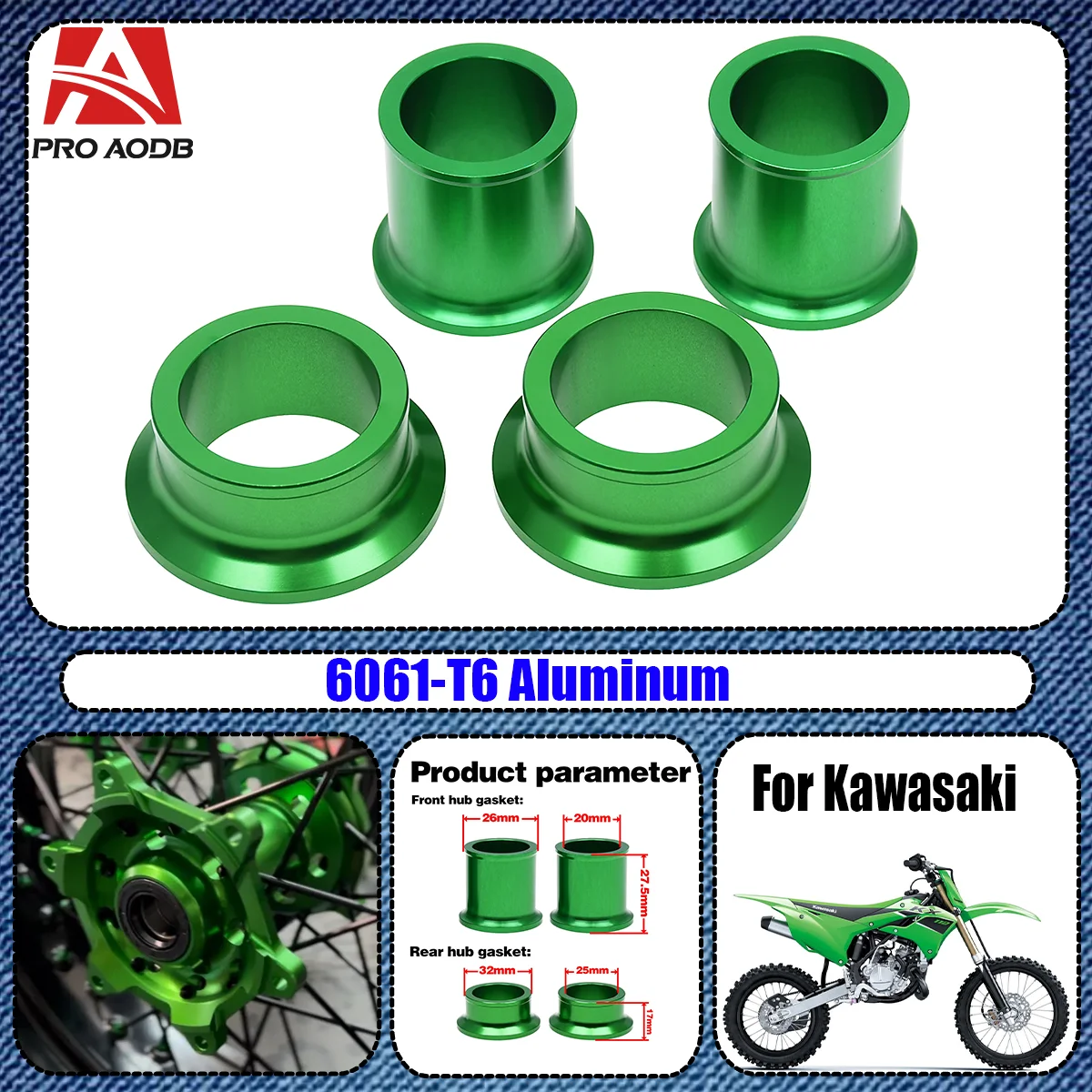 

For Kawasaki KX125 250 250F 450F KLX 450R KX125 KX250 KXF250 KXF450 KLX450R 2006-2015 Motocross CNC Front Rear Wheel Hub Spacer