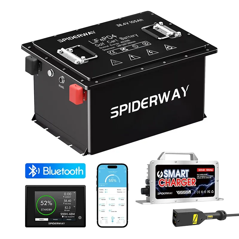36V 105Ah Golf Cart Lithium Battery, Built-in 200A BMS, 6000+ Cycles Rechargeable LiFePO4 Battery for EZGO TXT Medalist