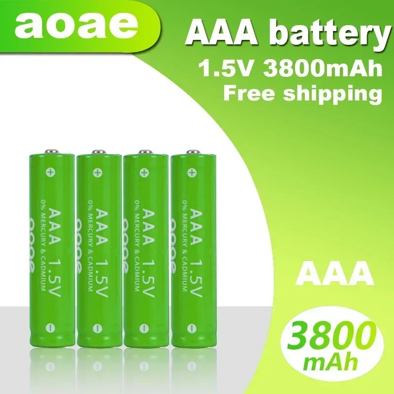 ใหม่แบตเตอรี่ AAA แบตเตอรี่แบบชาร์จไฟได้1.5V AAA 3800mAh แบตเตอรี่อัลคาไลน์แบตเตอรี่ NIUMH สำหรับนาฬิกาของเล่นหนู + gratis ongkir