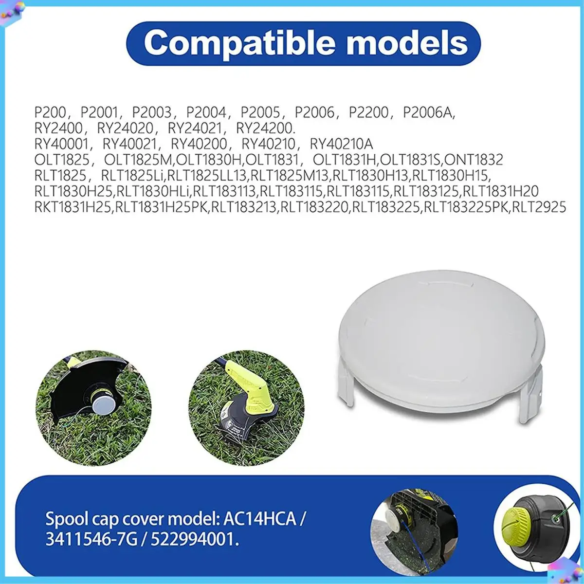 

A43T AC14HCA Крышка катушки, сменная крышка катушки для аккумуляторных триммеров Ryobi 18 В, 24 В, 40 В, крышка катушки для P2000 P2005 P2006