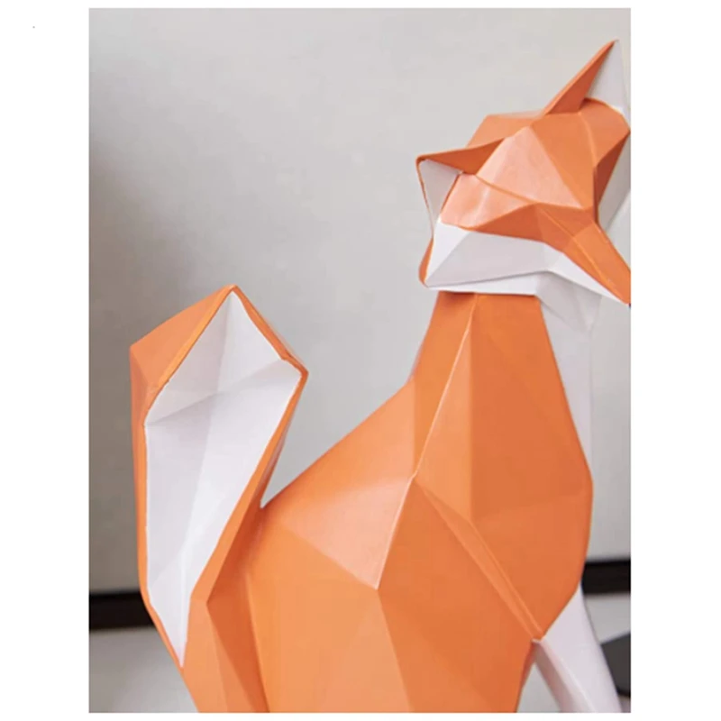 Fox Sculpture Statue Geometric Animal Decor For Home Gifts Souvenirs Gift Box Polyresin For Home Decoration