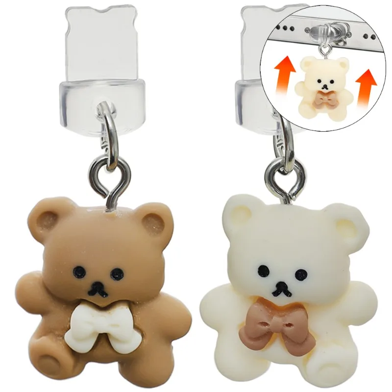 Phone Dust Plug for iPhone for Samsung Type-C Interface Cute Bear Decorative Accessories Hanging Accessories Universal Dust Plug