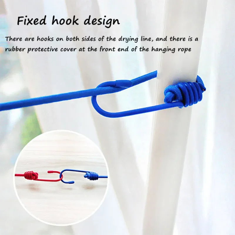 New Portable Clothing Clothesline with 12 Clips Retractable Laundry Dryer Clothes Rope Drying Rack Outdoor Cloth Hanging Line