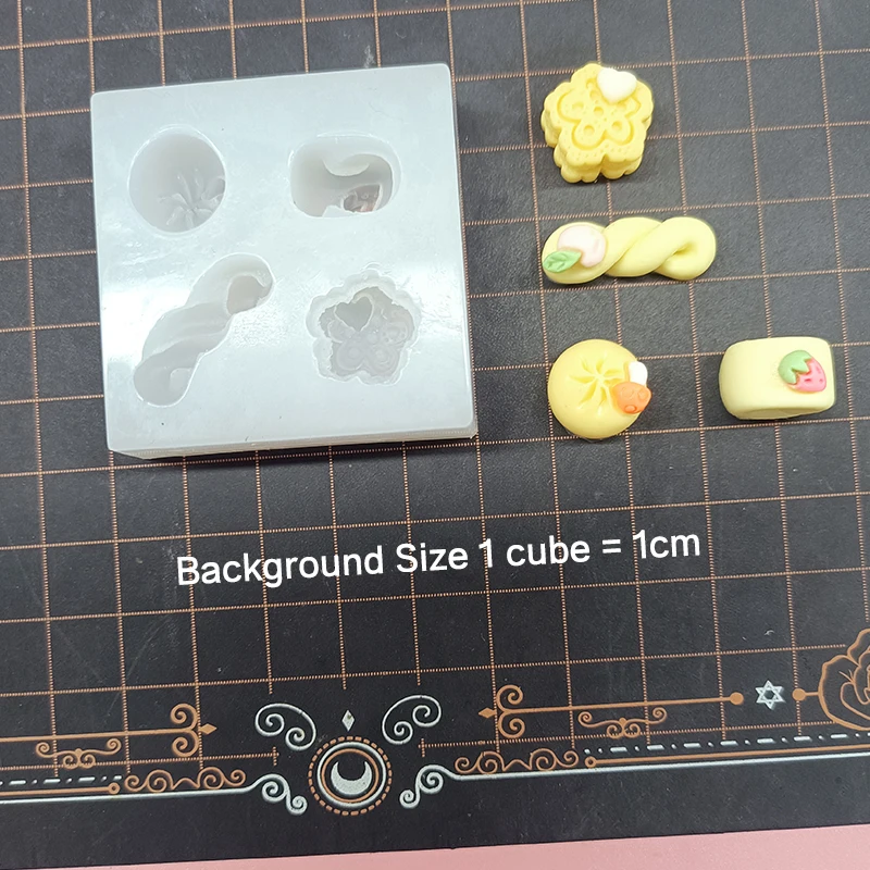 

Miini Marshroom Steam Bun Strawberry Cake Silicone Mold Resin Clay Dollhouse fried dough twist Shape Molds
