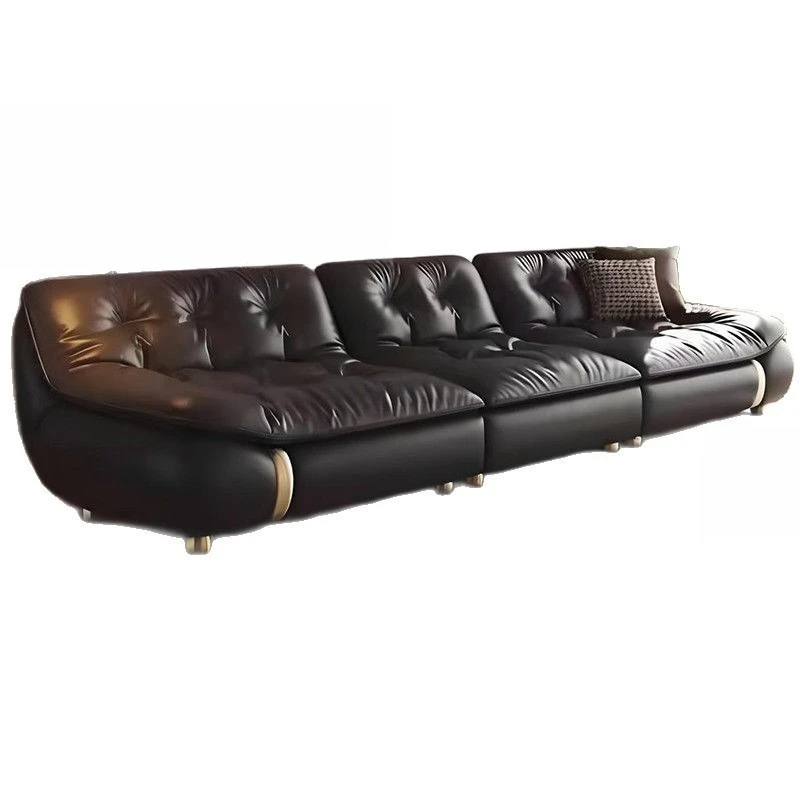 Modern light luxury cream style, down sailboat real top layer cowhide sofa, living room villa