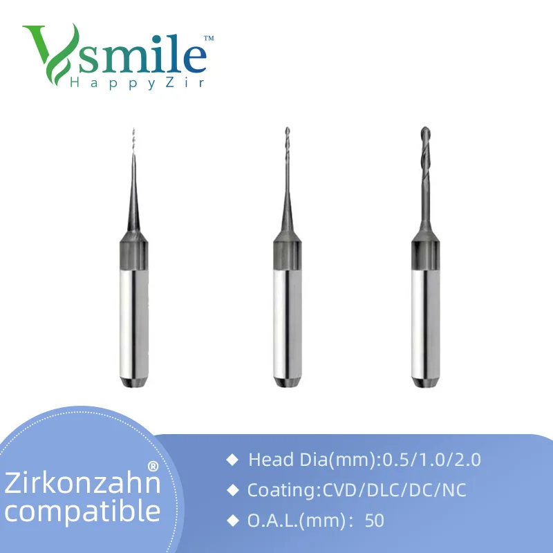 Popular Dental Tools Shank 6.0mm for Zirconia/pmma with Diamond Coating for CAD CAM Milling Machine Zirkonzahn M1M2