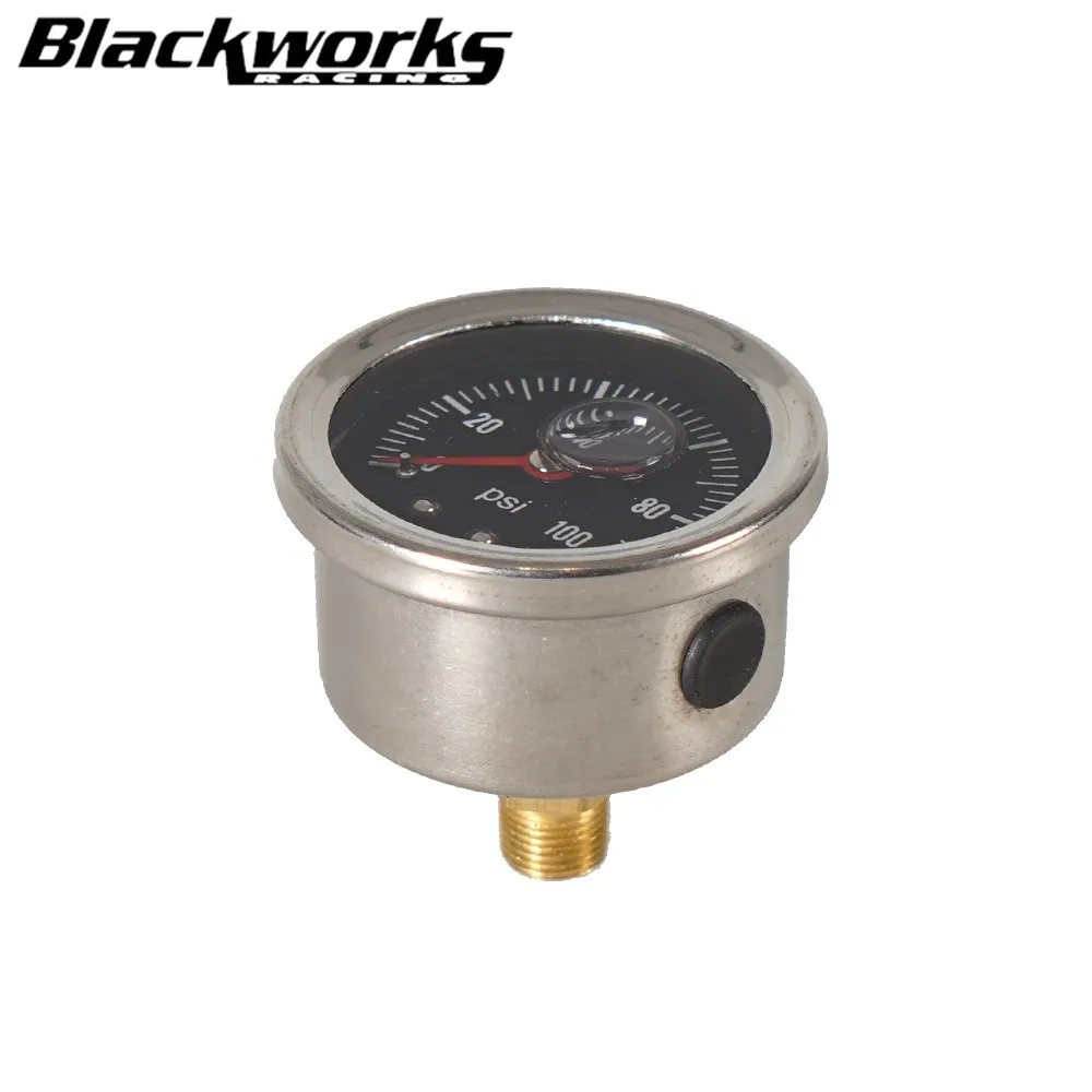 

0-100 PSI Fuel Press Pressure Gauge For Fuel Pressure Regulator Liquid Filled Black Face Oil Gauge