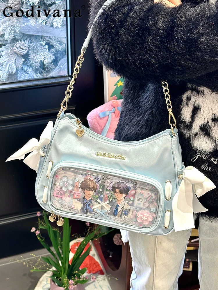 

JK униформа японская оригинальная сумка в стиле Лолиты прозрачная универсальная повседневная маленькая вместительная милая сумка через плечо для женщин