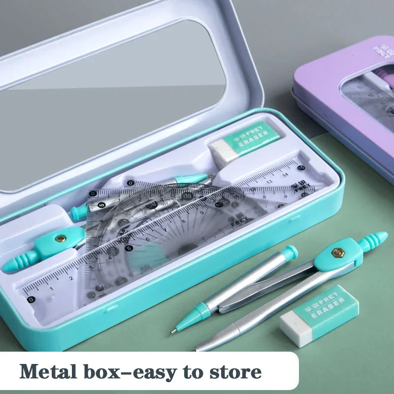 7 Buah/Set Set Penggaris Kompas Penggaris Matematika Multifungsi Alat Gambar Profesional Perlengkapan Sekolah Alat Tulis Siswa