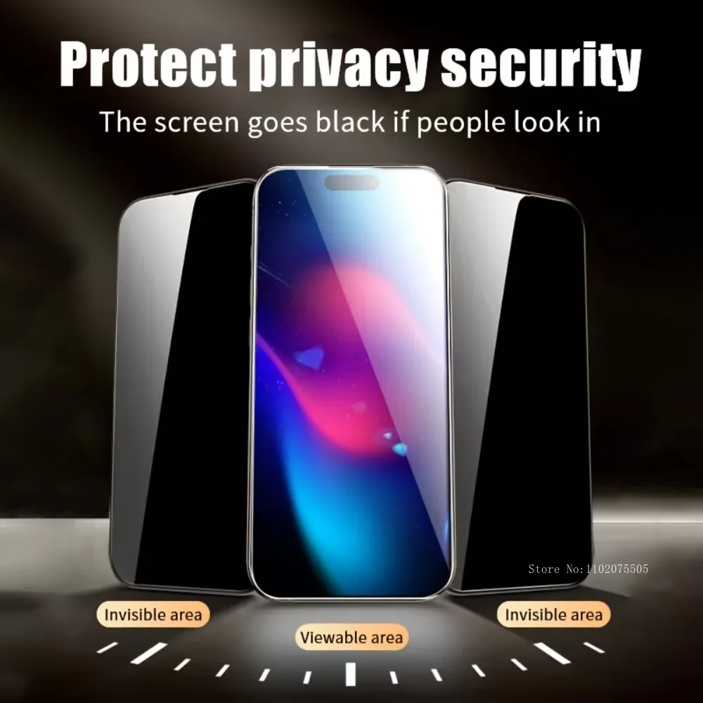 3 قطعة زجاج مقسى مضاد للتجسس لهاتف آيفون 17 16 15 برو ماكس 16e 14 15 Plus شاشة خصوصية لهاتف آيفون 13 12 11 برو 12 13 Mini XS XR