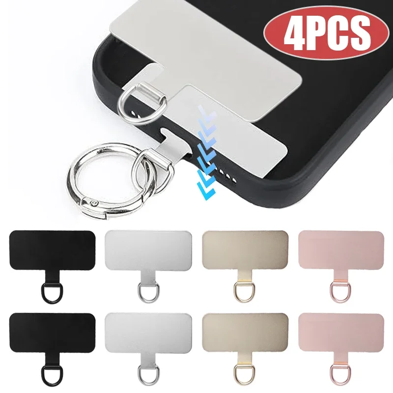 

4/1PCS Metal Mobile Phone Lanyard Patch Universal Stainless Steel Card Ultra Thin Anti Lost Smartphones Hanging Rope Tab Clips