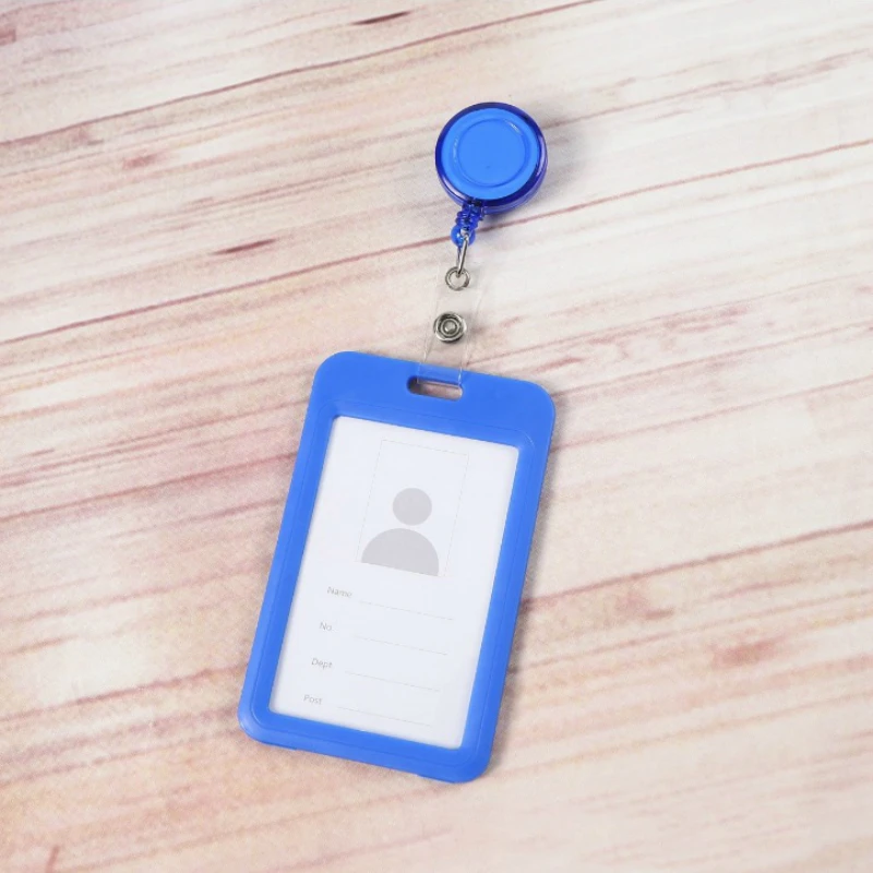 Candy Color Working Permit Employee's Pass Work Card Holder with Retractable Badge Reel Clips