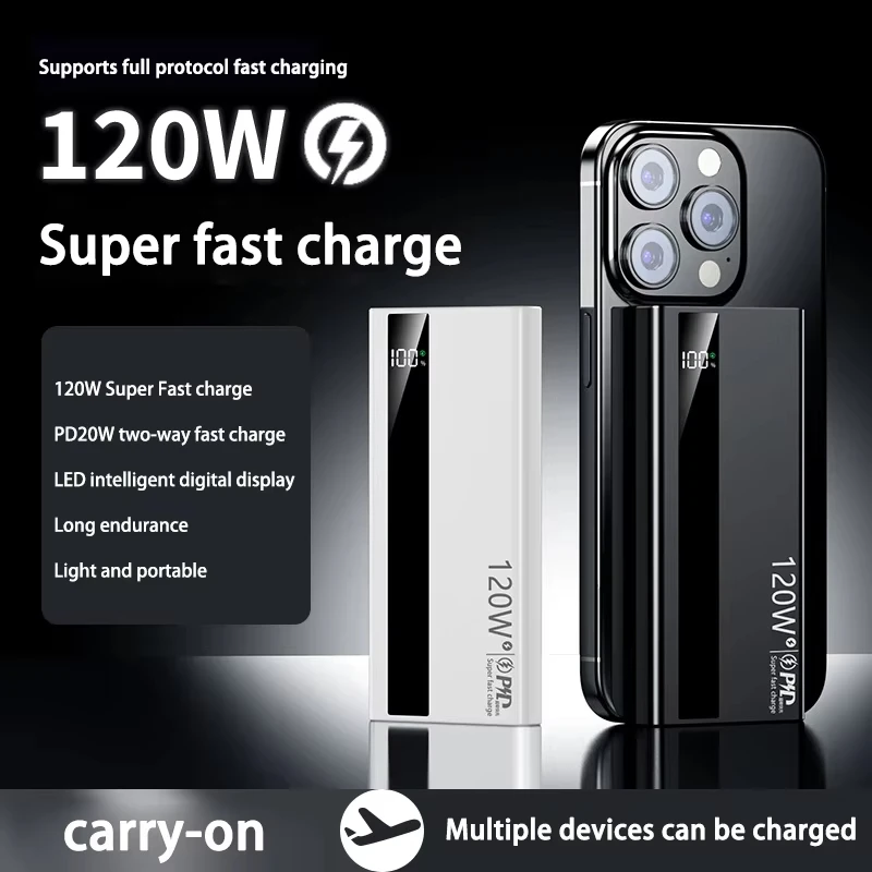 Xiaomi 200000mAh High Capacity Power Bank 120W Super Fast Charging Battery Digital Display Power Bank For Iphone Samsung Huawei image 2