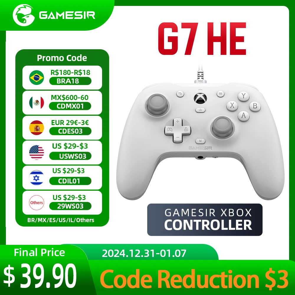 GameSir G7 HE Wired Xbox Controller for Xbox Series X|S Xbox One Windows 10|11, PC, Video Game Controller with Hall Effect Stick