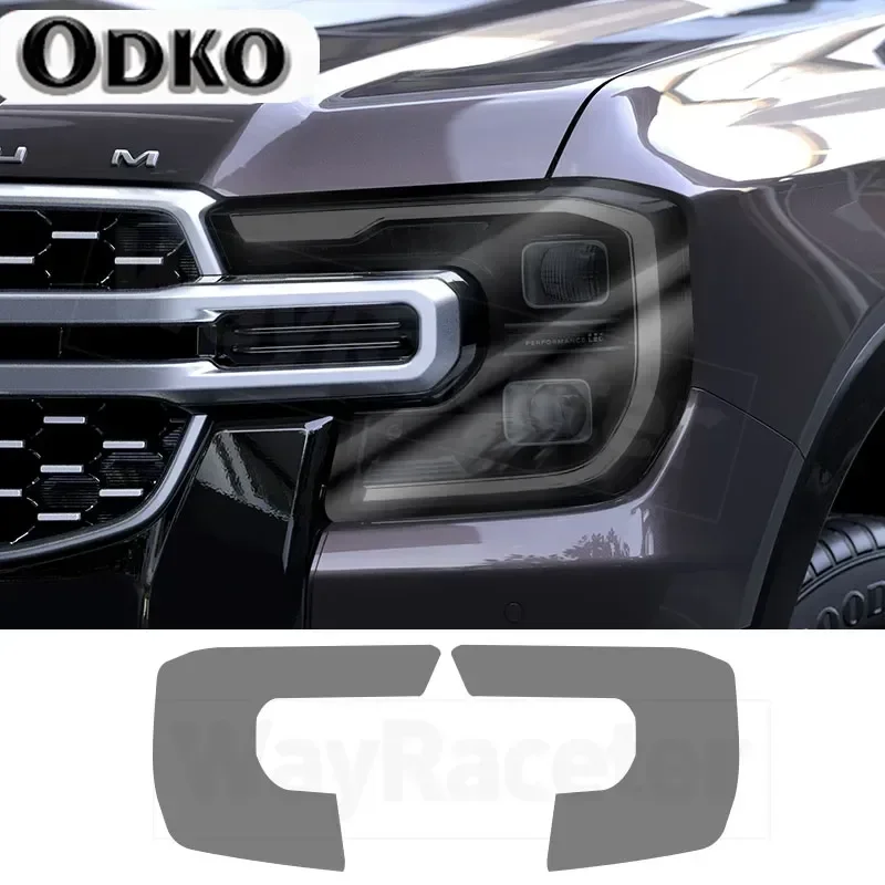 

2 Pcs Car Headlight Protective Film Transparent Smoke Black TPU Sticker For Ford Ranger 2023 2024 T9 Wildtrack Raptor Accessorie