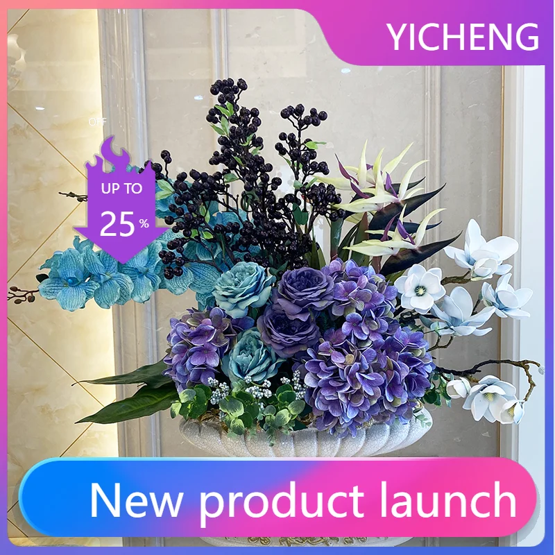 

LYY Classical Vase Artificial Floral Set Fake Flower Decoration for Living Room Entrance Dining Table Vintage