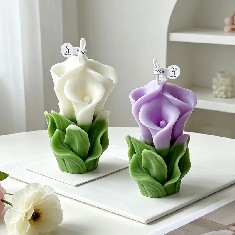 New DIY Floral Calla Lily Form Silicone Mold Handmade Aroma Candle Plaster Casting Molds Arum Lily Decoration Craft Making Mould