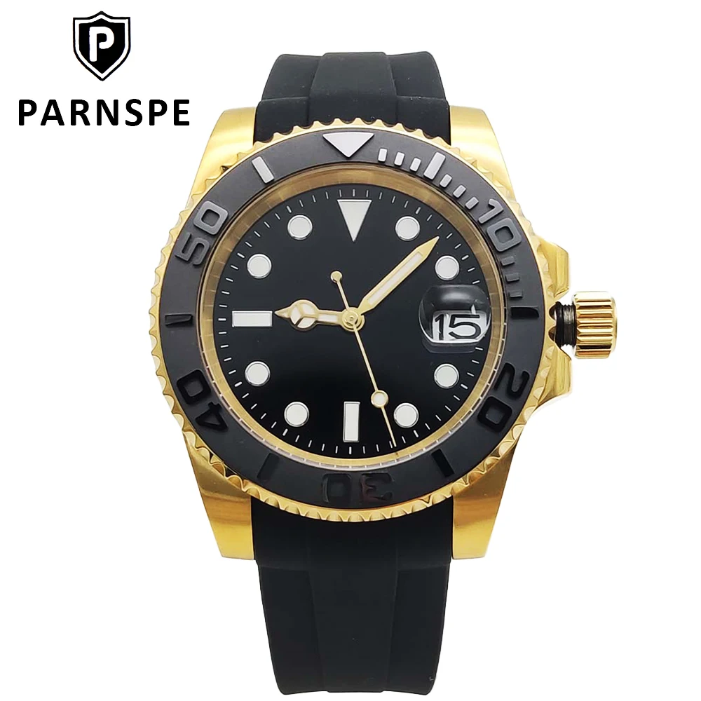 PAPNSRPE 40MM NO LOGO Gold Case Automatic Watch Men's Luminous Japan NH35 Movement Waterproof Automatic Mechanical Men's Watches