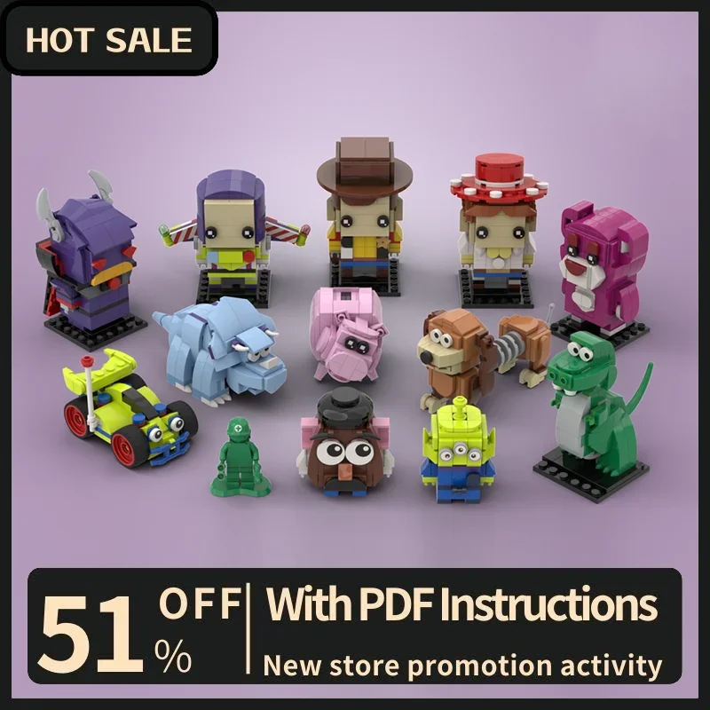 

New Popular Animation Movie Series Toy Stor Character Square Head Figures Model Custom Puzzle DiyCreative Idea Toy Birthday Gift