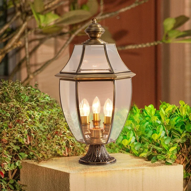 ABEL Outdoor Classical Brass Garden Landscape Light Simple Patio Pillar IP65 Waterproof Retro Courtyard LED Post Lamp