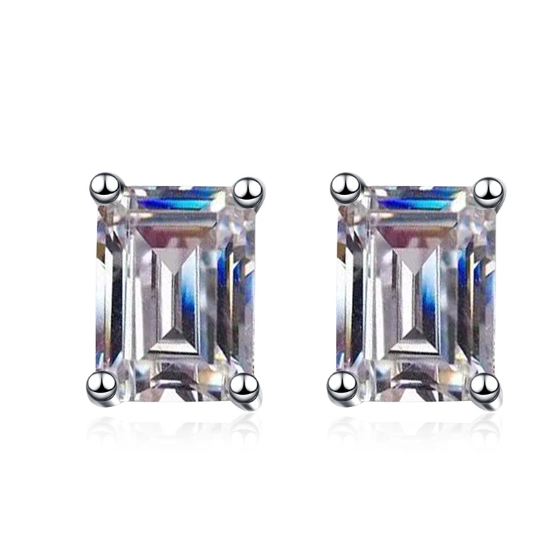 Smyoue 0,5-2CT Smaragd/Radiant Cut Moissanit Ohrstecker für Frauen Lab Grown Diamant Schmuck Hochzeit S925 Sterling Silber GRA